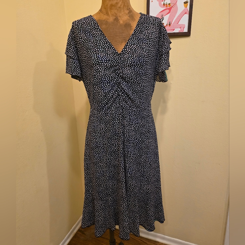 CAbi Reversible Celebrate the Dress Green Floral Black White Flowy Midi Medium - Picture 11 of 15